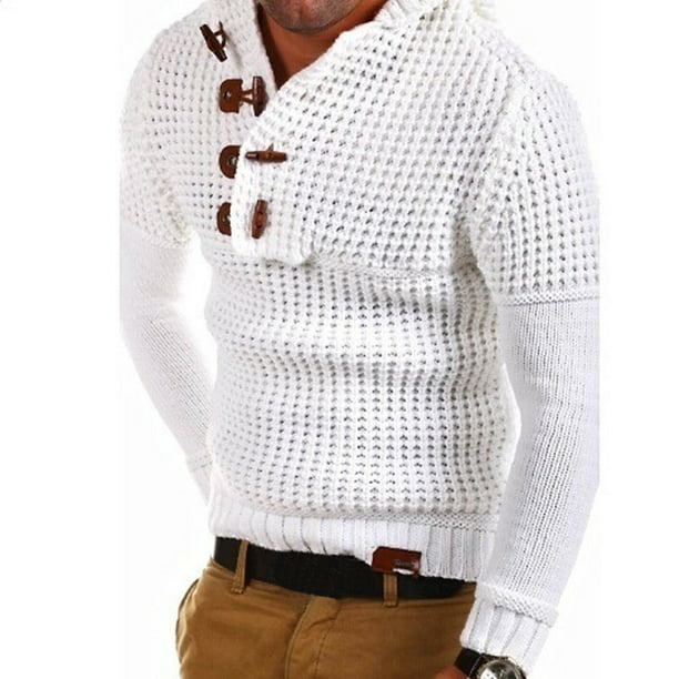 Men's Winter Turtleneck Cardigan Pullover Hoodies Knitted Casual Sweaters Coat